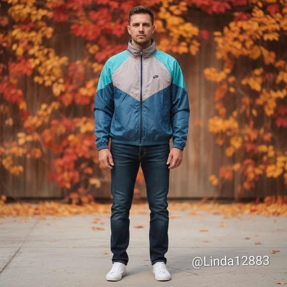 Nike Other - Nike Vintage Blue Colorblock Windbreaker Jacket Size Medium